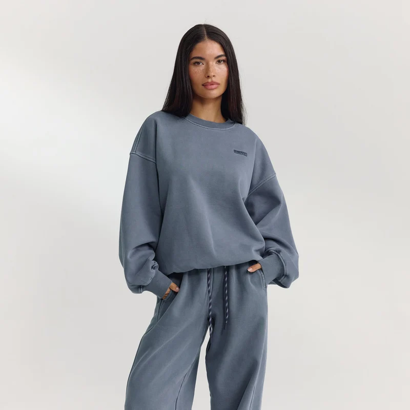 Oversized Tröja - Tvättad Blå
