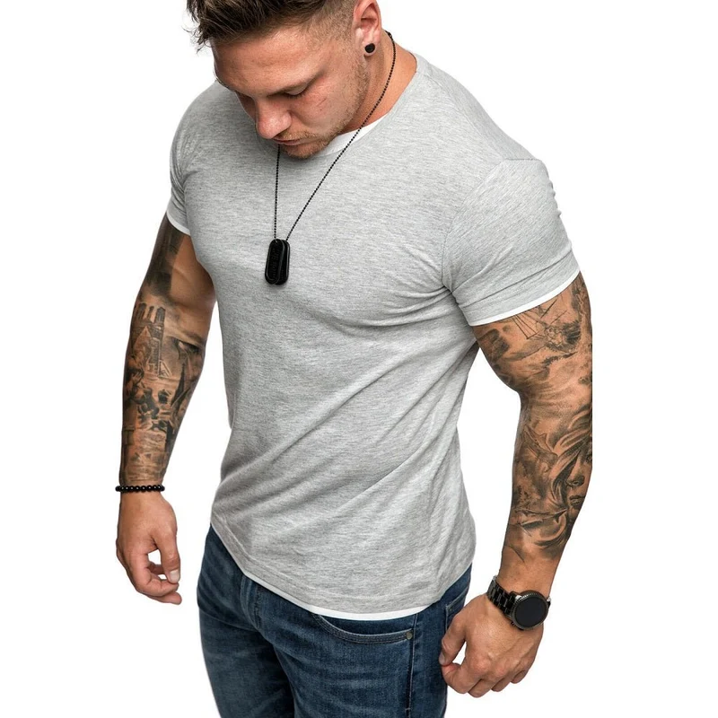 Ljusgrå Slim Fit T-shirt AMACI & SONS
