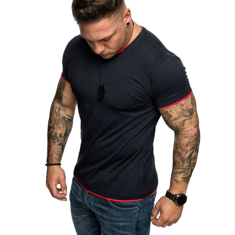 Mörkblå Slim fit T-shirt AMACI & SONS