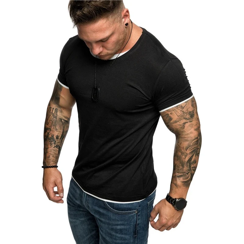 Svart Slim fit Crew neck T-shirt AMACI & SONS