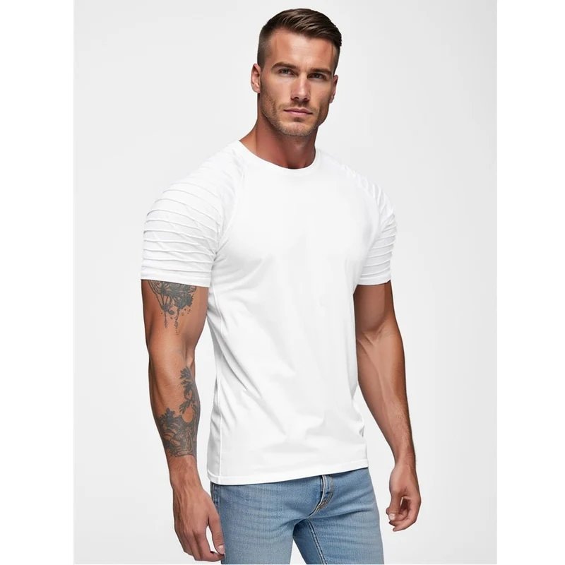 Vit T-shirt – Herrtröja med volanger