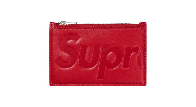 Supreme Leather Zip Card Holder Red (FW25)