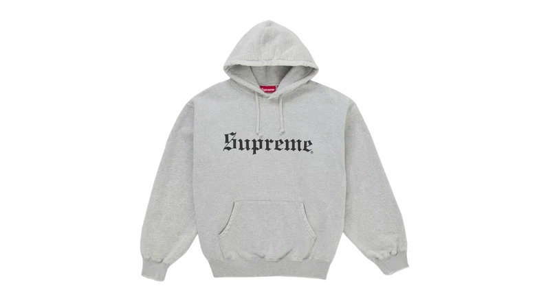 Supreme Washed Old English Hooded Sweatshirt Grey