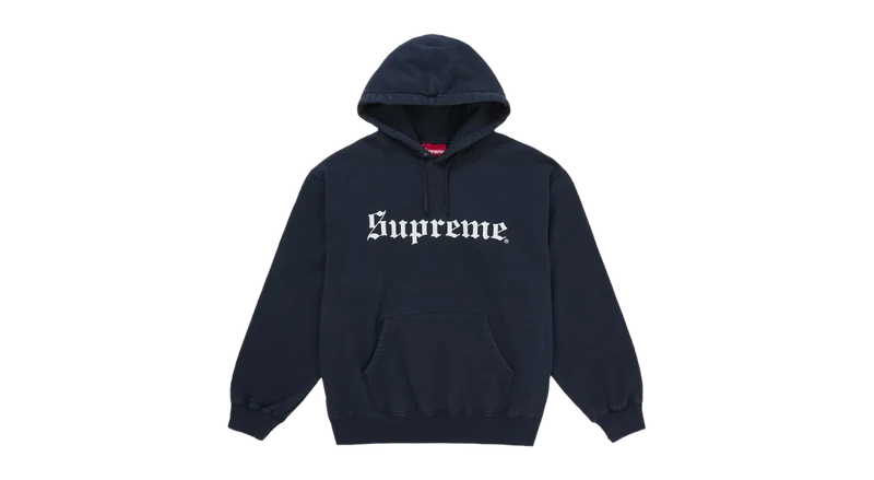 Supreme Washed Old English Hooded Sweatshirt Navy
