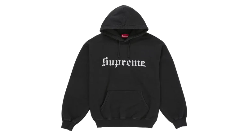Supreme Washed Old English Hooded Sweatshirt Black