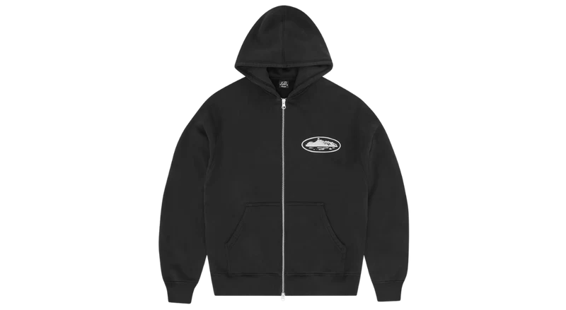 Corteiz Island Puff Print Zip Hoodie Black