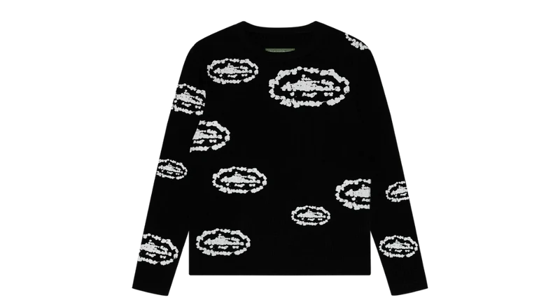 Corteiz x Denim Tears Island Crewneck Wreath Waffle Thermal Black