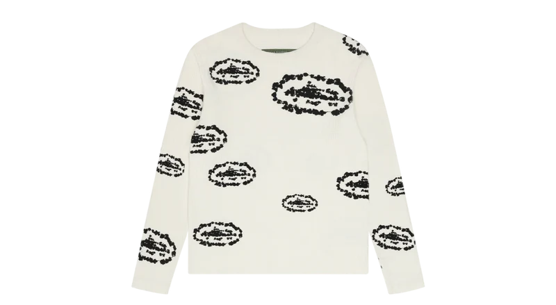 Corteiz x Denim Tears Island Crewneck Wreath Waffle Thermal White