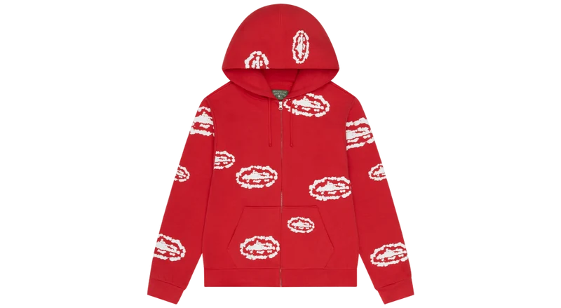 Corteiz x Denim Tears Island Wreath Zip Hoodie Red