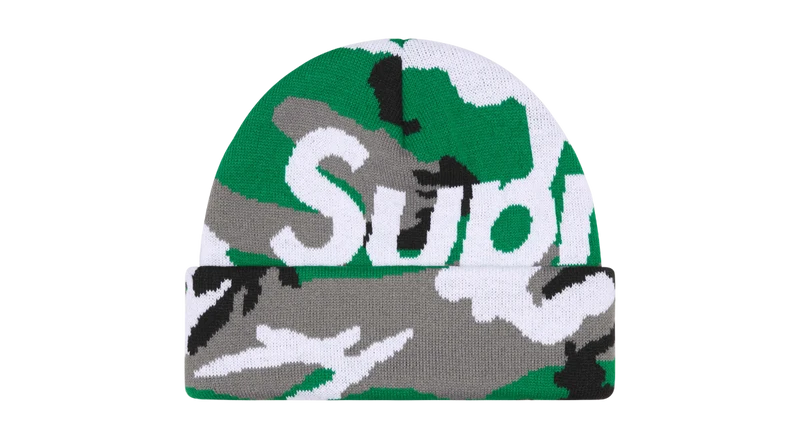 Supreme Camo Big Logo Beanie Green Camo (FW25)