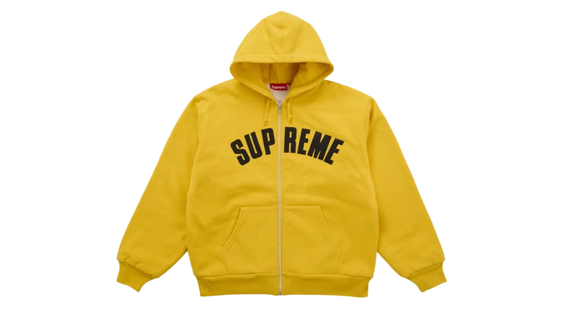 Supreme Arc Thermal Lined Zip Up Hooded Sweatshirt Yellow