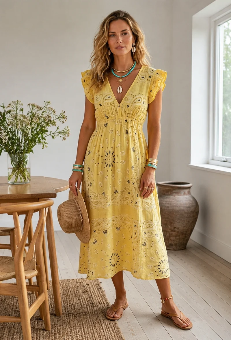 Klänning summer cotton - Yellow
