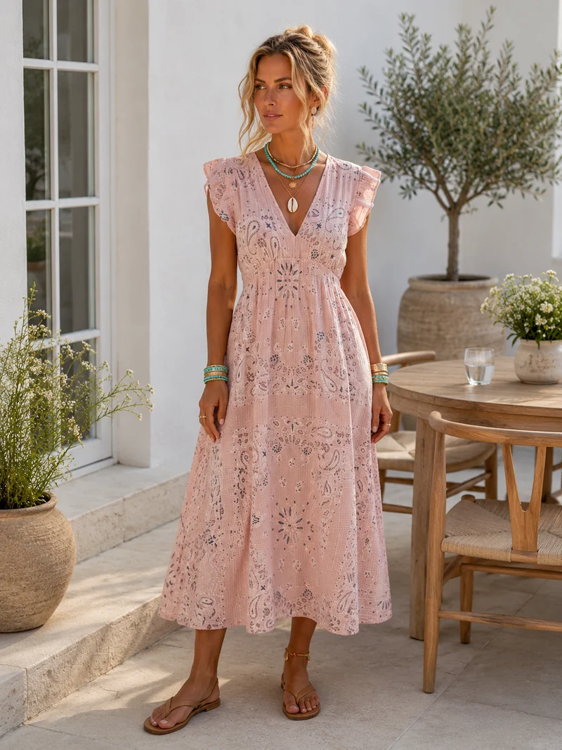 Klänning summer cotton - Dusty rose
