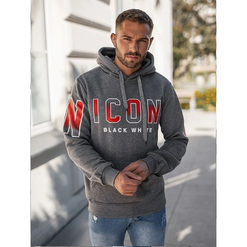 ICON Hoodie Herrtröja – Stilren hoodie med tryck fram & bak
