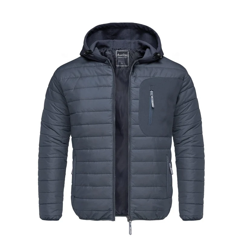 Amaci & Sons Quiltad Marinblå Herrjacka med Luva