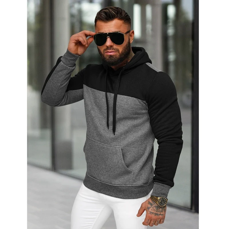 Grafitgrå Huvtröja - Tvåfärgad Hoodie