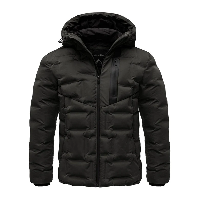 Vinterjacka Herr Svart – Amaci & Sons Quiltad Jacka med Huva