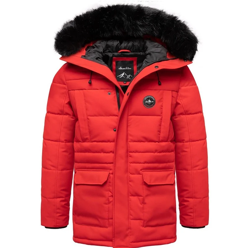 Röd Parkas med Huva – Vinterjacka Amaci & Sons
