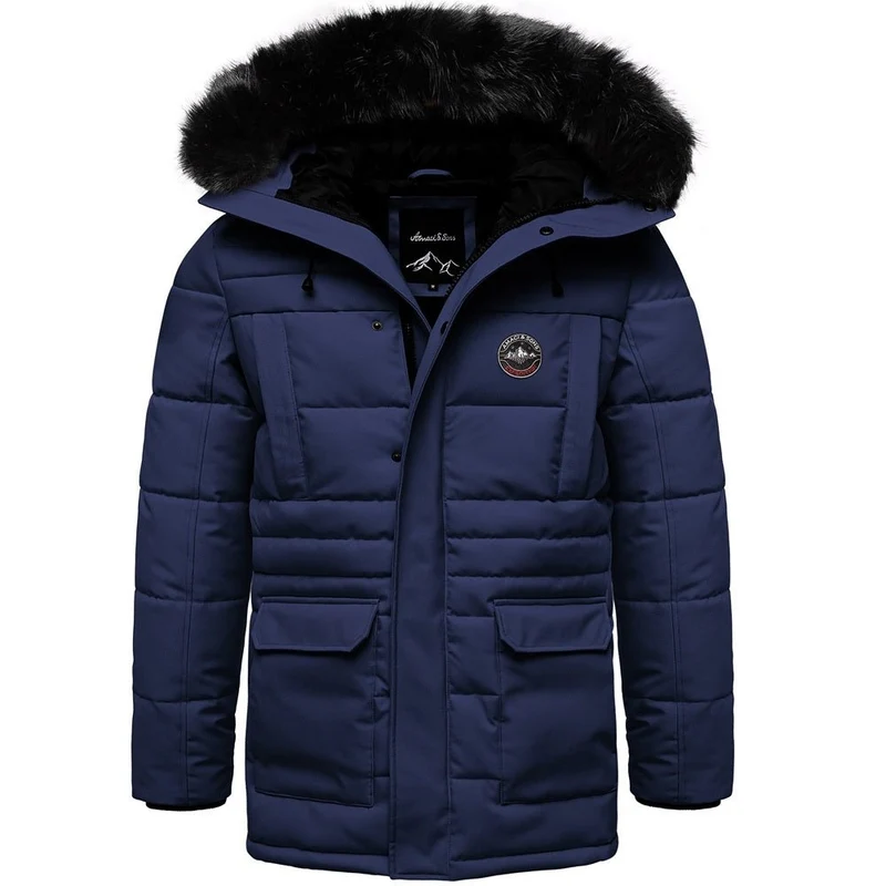 Mörkblå Parkas med Huva - Vinterjacka Amaci & Sons