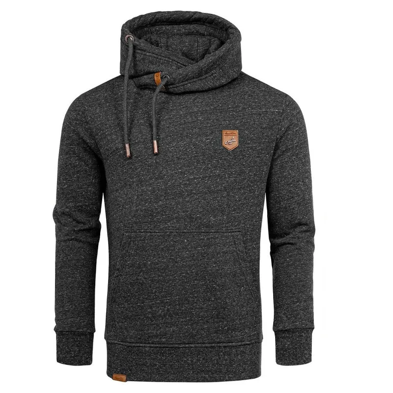 Hoodie Herr - Svart melange huvtröja - Amaci & Sons