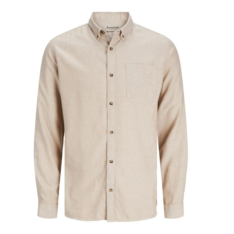 Långärmad Skjorta - Beige Herrskjorta Jack & Jones