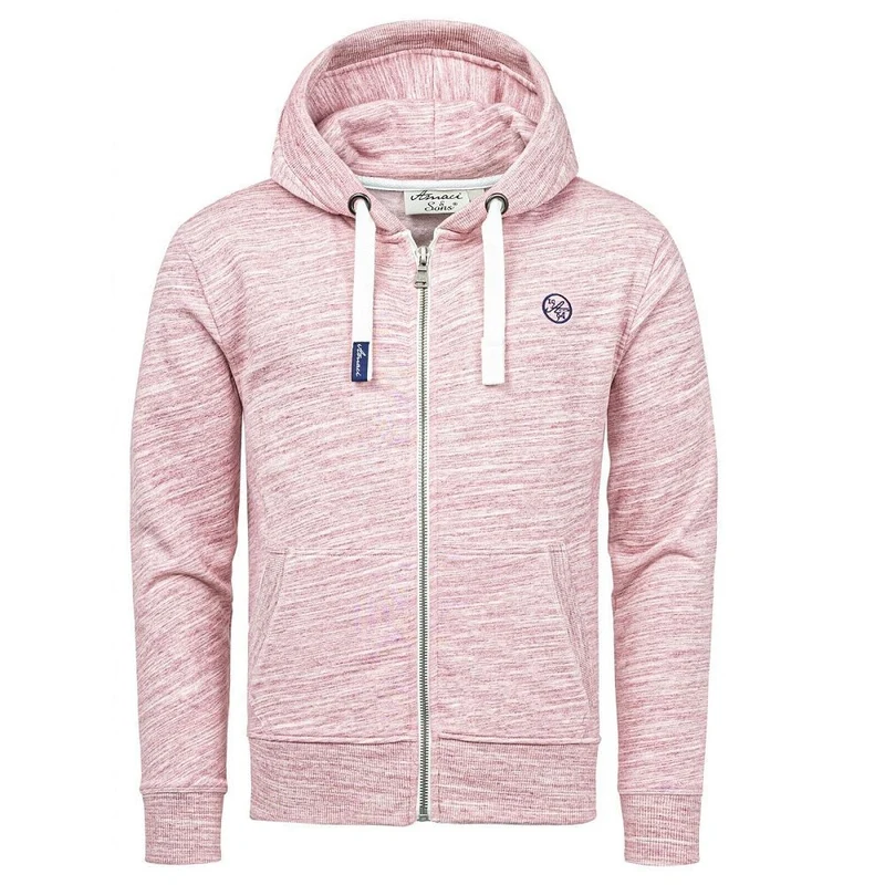 Zip Hoodie Herr - Vinröd melange Huvtröja - Amaci & Sons