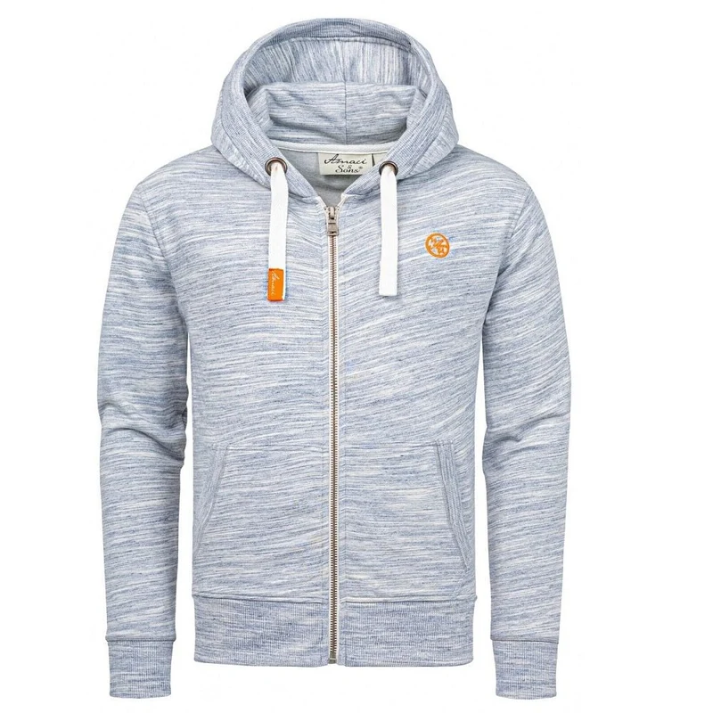 Zip Hoodie Herr - Blå Melange Huvtröja - Amaci & Sons