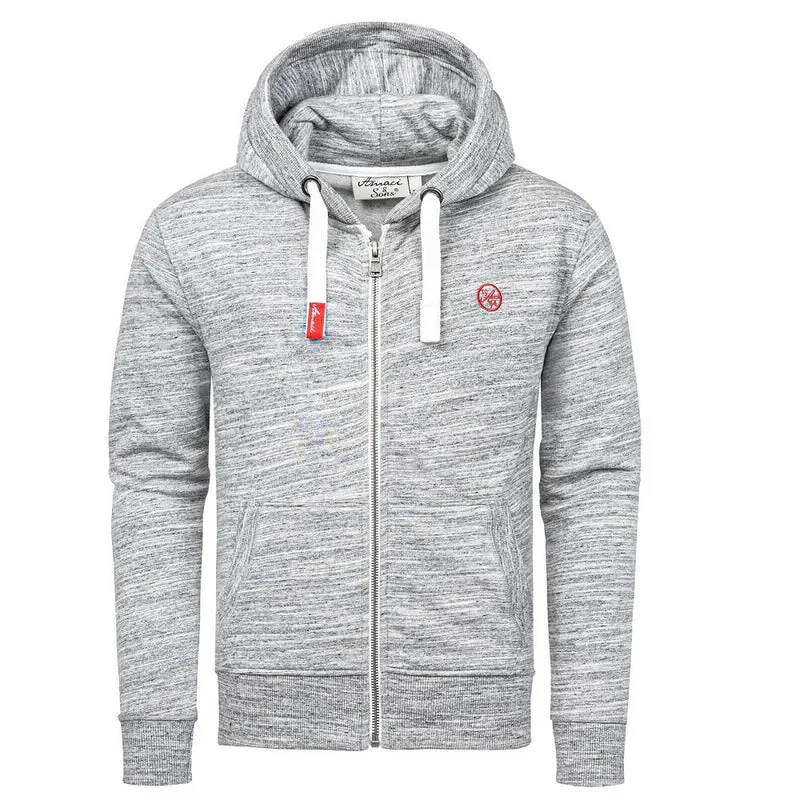 Zip Hoodie Herr - Huvtröja Ljusgrå Melange - Amaci & Sons