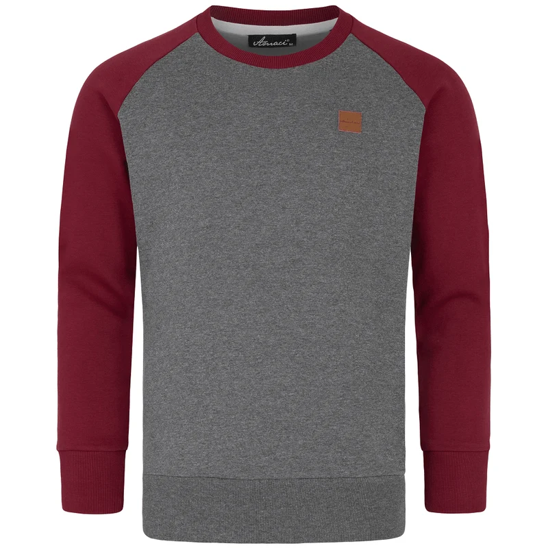 Sweatshirt Herr - Grå/Röd långärmad herrtröja