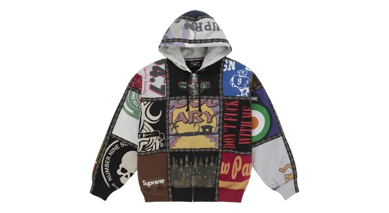 Supreme Number (N)ine Patchwork Zip Up Hooded Sweatshirt