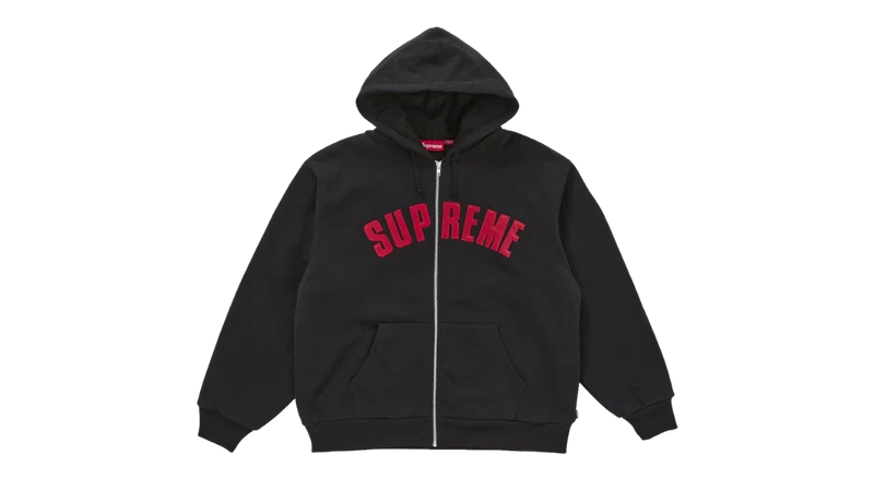 Supreme Arc Thermal Lined Zip Up Hooded Sweatshirt Black