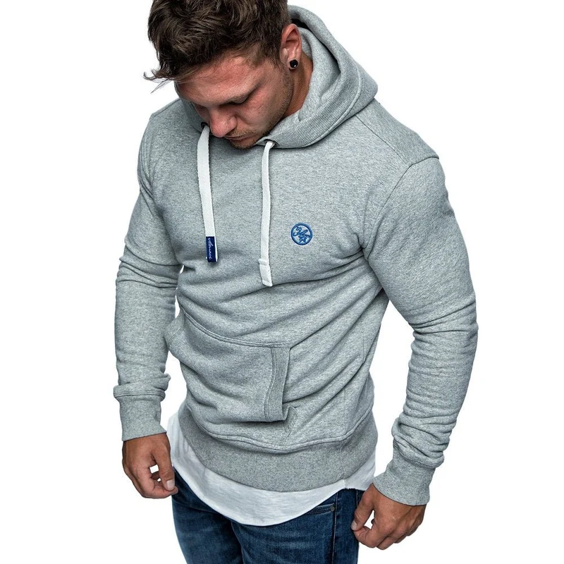 Ljusgrå Herr Hoodie - Amaci & Sons