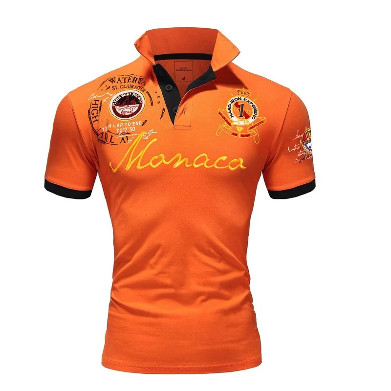 Pikétröja Herr - Monaco orange printed piké
