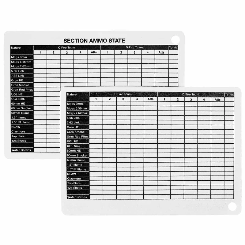 Section Ammo State Plastic Battle Slate Card A6