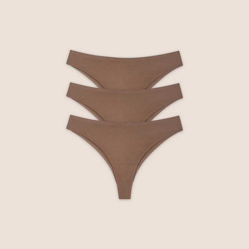 Seamless Bonded Brazilian Trosor (3-pack) - Kastanjefärgad