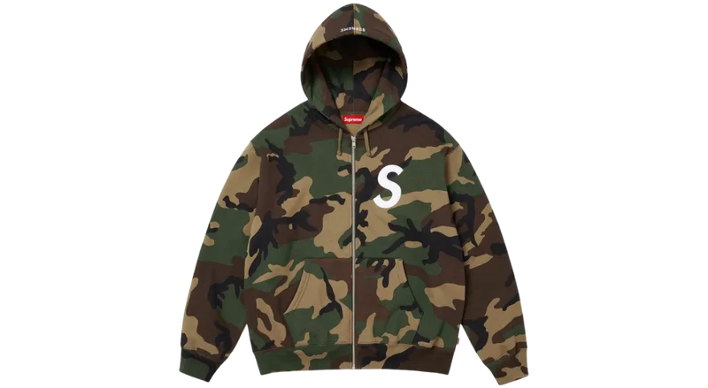 Supreme S Logo Zip Up Hoodie Woodland Camo (FW25)