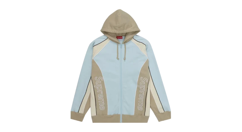 Supreme Track Paneled Zip Up Hooded Sweatshirt Pale Blue