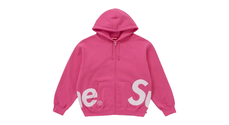 Supreme Big Logo Zip Up Hooded Sweatshirt Magenta (P)