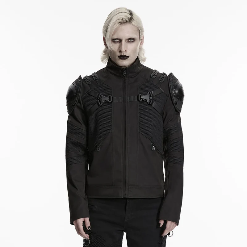 Herr Punk Zip Stand Collar Armor Jacket