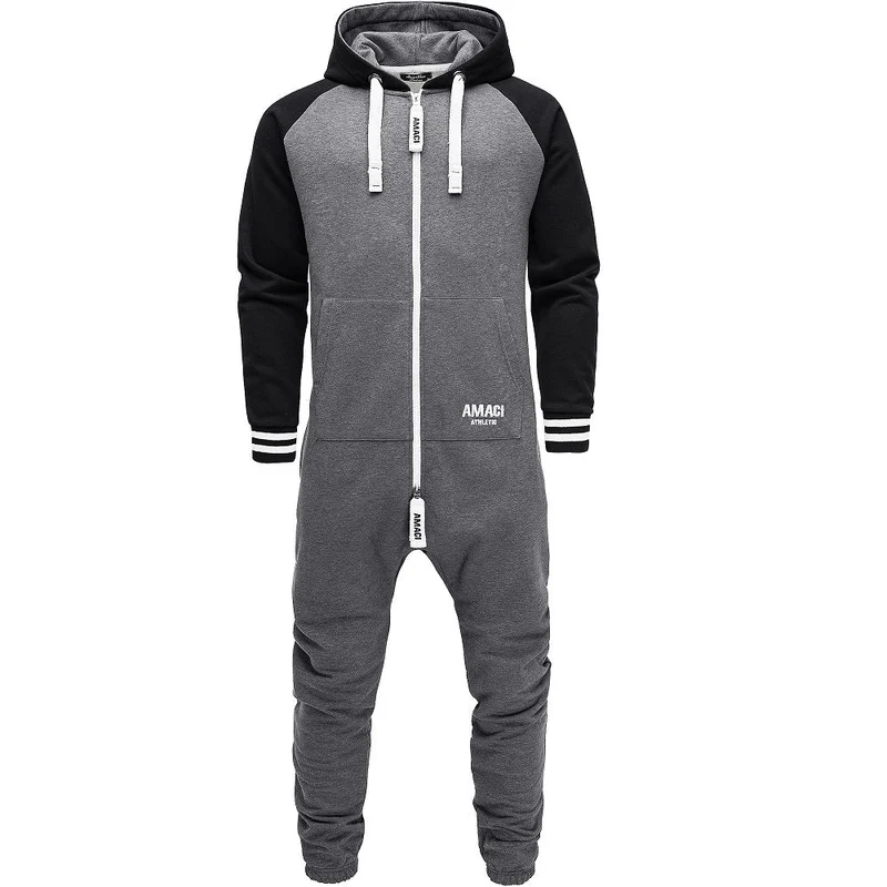 Unisex Onesie med Luva - Grå/Svart Jumpsuit Amaci & Sons