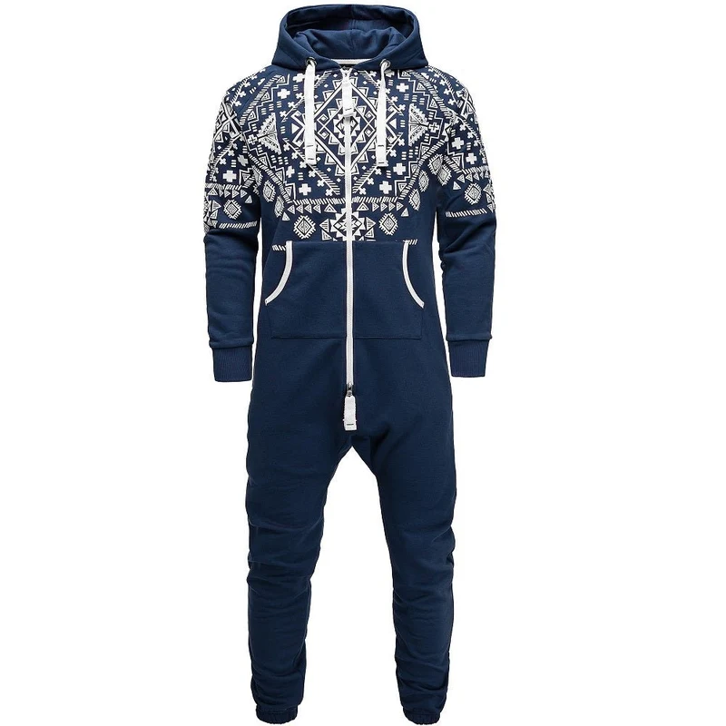 Vintage Jumpsuit med luva - Mörkblå onesie Amaci & Sons