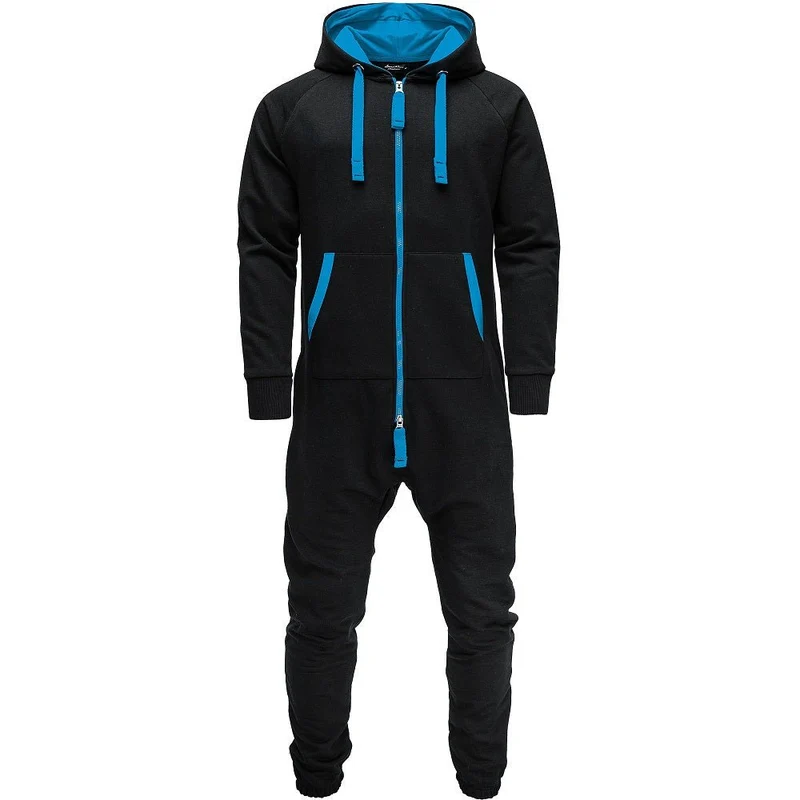 Stilren Jumpsuit med luva - Onesie svart/blå - Amaci & Sons