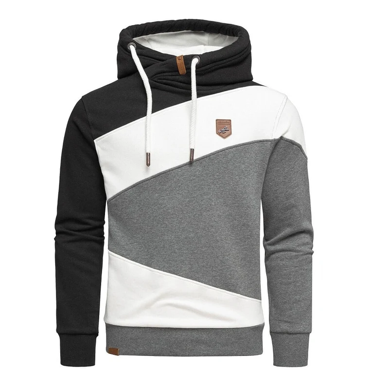 Hoodie Herr med Hög Krage Svart/Vit/Grå – Amaci & Sons