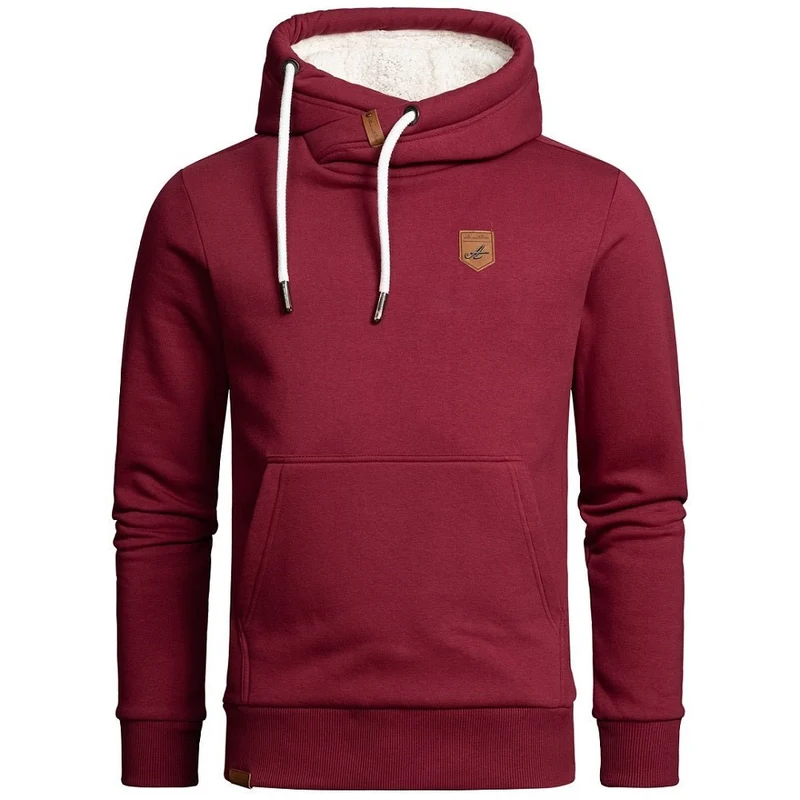 Amaci & Sons Vinröd Hoodie Herr – Mjuk Huvtröja med Fodrad Luva