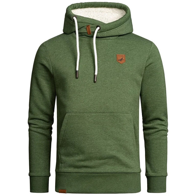 Amaci & Sons Grön Hoodie Herr – Mjuk Huvtröja med Fodrad Luva