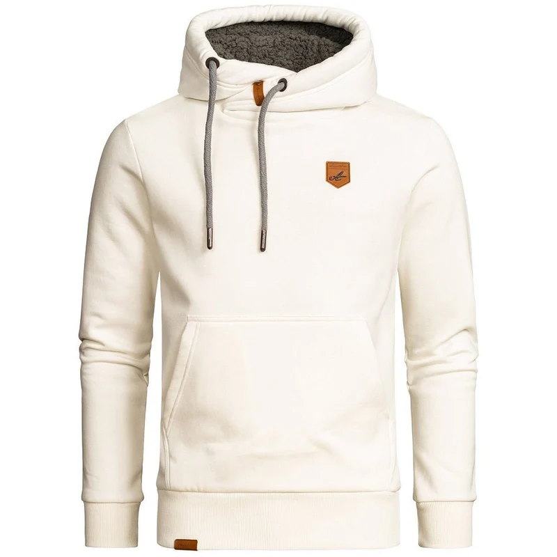 Amaci & Sons Vit Hoodie Herr – Stilren Huvtröja med Fodrad Luva
