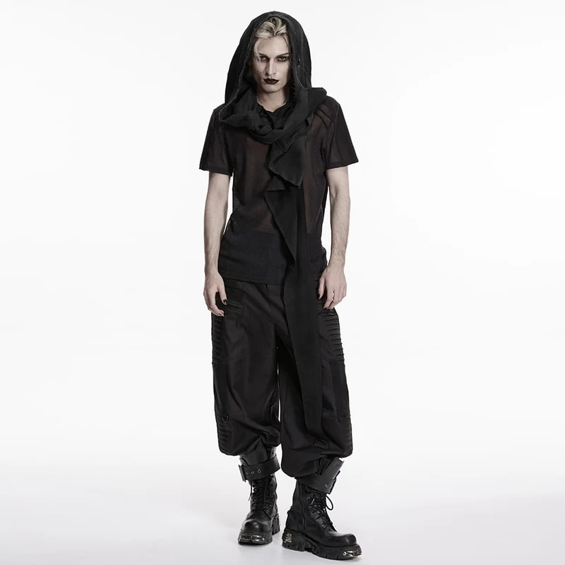Unisex Punk Öljetter Huvtröja Svart