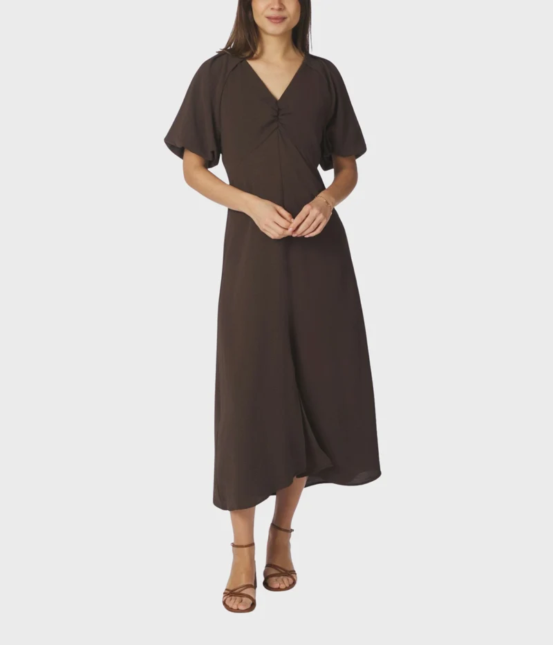 Bomba Structure Solid Dress (676 DARK BROWN)