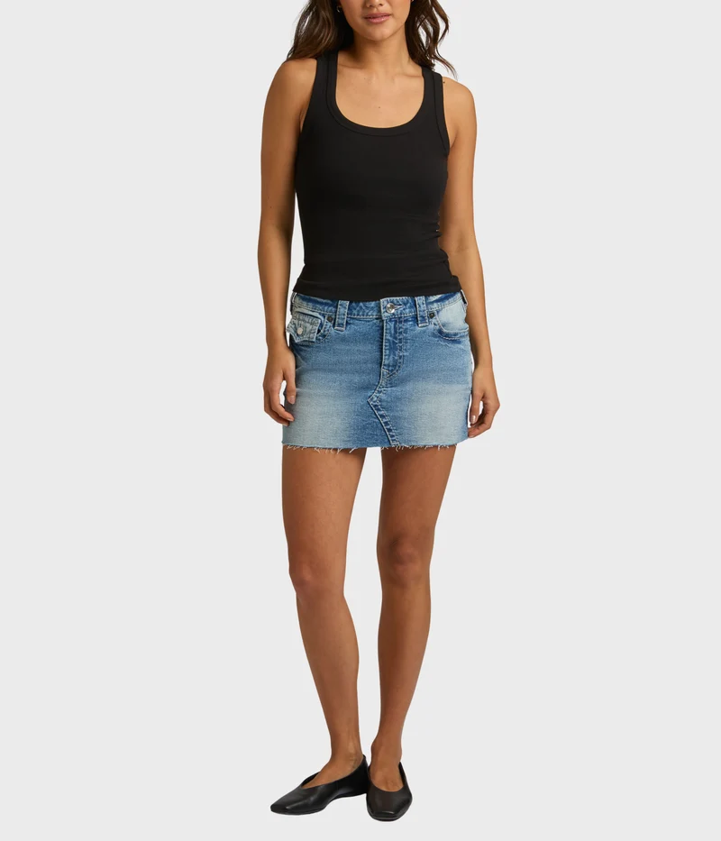 Lurex Crystal Sadie Mini Skirt Flap_ (INJM MEDIUM WASH)