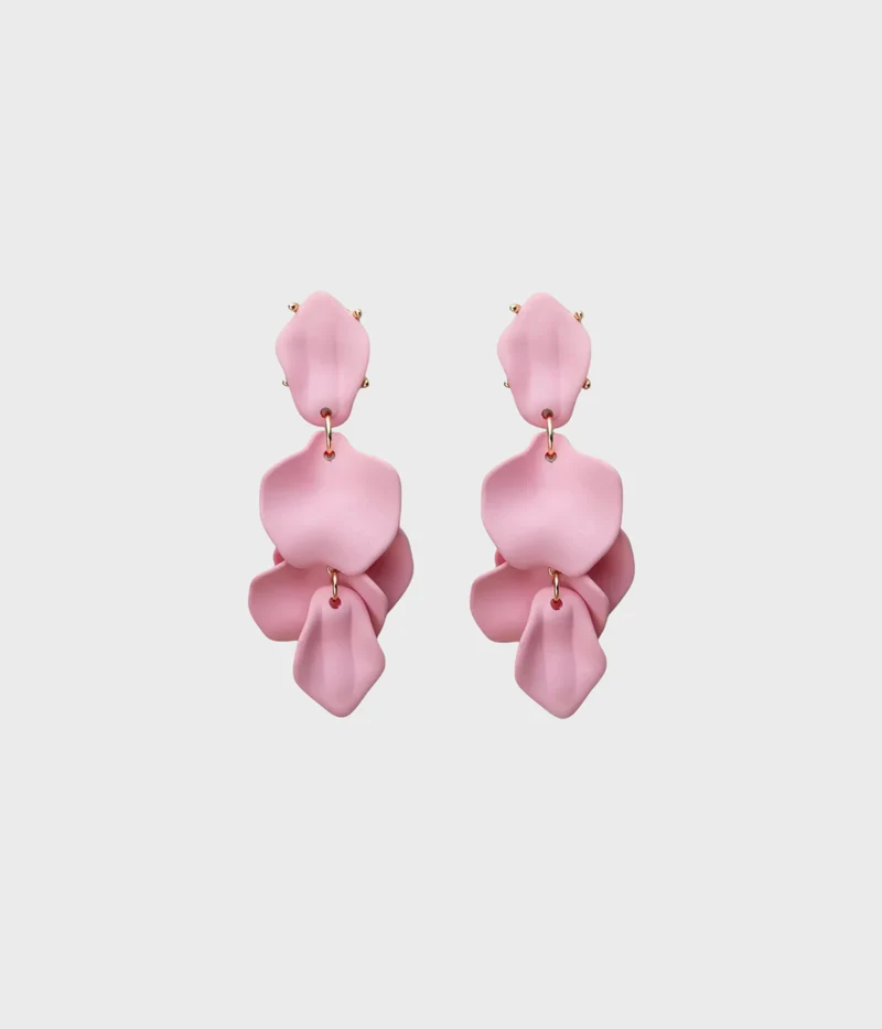 Leaf Earrings Matt. (Light Pink)